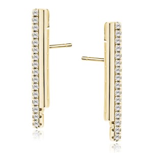 Cercei argint placati cu aur galben, cu pietre DiAmanti Z2176EG_W-DIA (Argint 925‰ 1,8 g.)